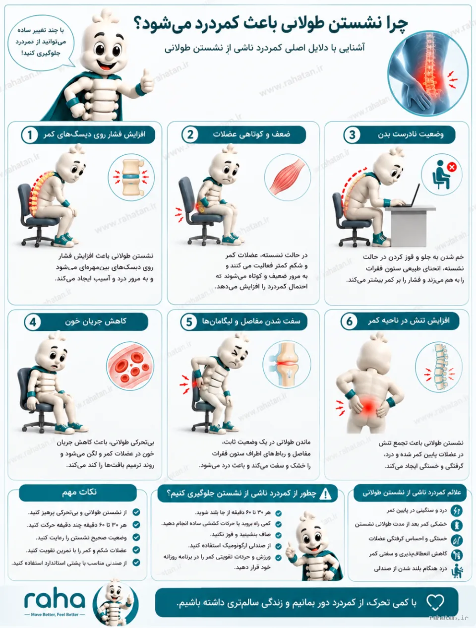 چرا نشستن طولانی باعث کمردرد می‌شود؟