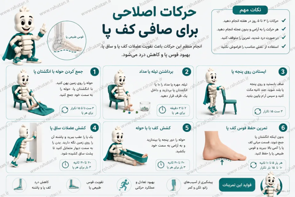 حرکات اصلاحی صافی کف پا